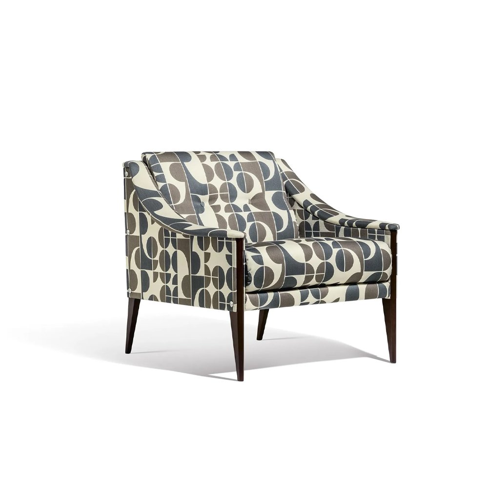 Fabric armchair with armrests